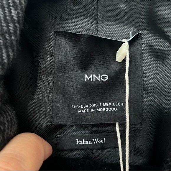 🩷 Mango- Women’s Wrap Coat with Lapels - Charcoal/Black. Size: XXS. NWT - Picture 8 of 16